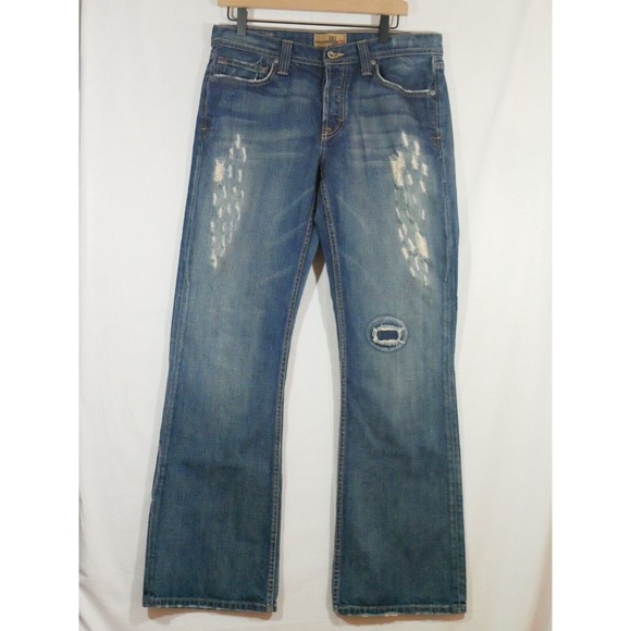 BKE Alec Jeans Mens 33 Regular Blue Straight Leg Denim Distressed
